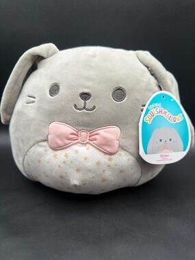 Squishmallows Blake Bunny 8 Inch Gray Plush Pink Bow Gold Stars Easter 2022 NWT